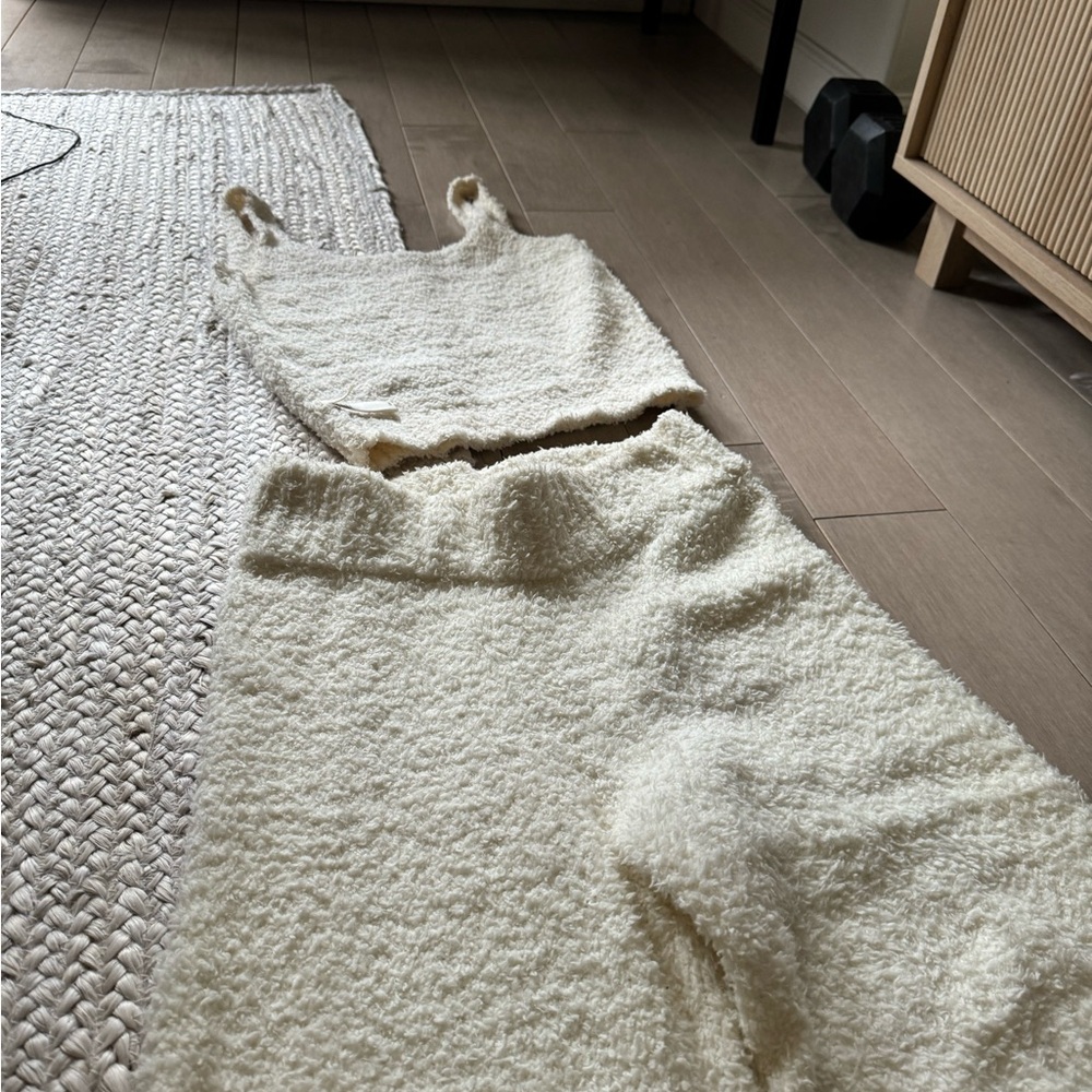 Cozy Skims Cream Knit Tank and Skirt Set